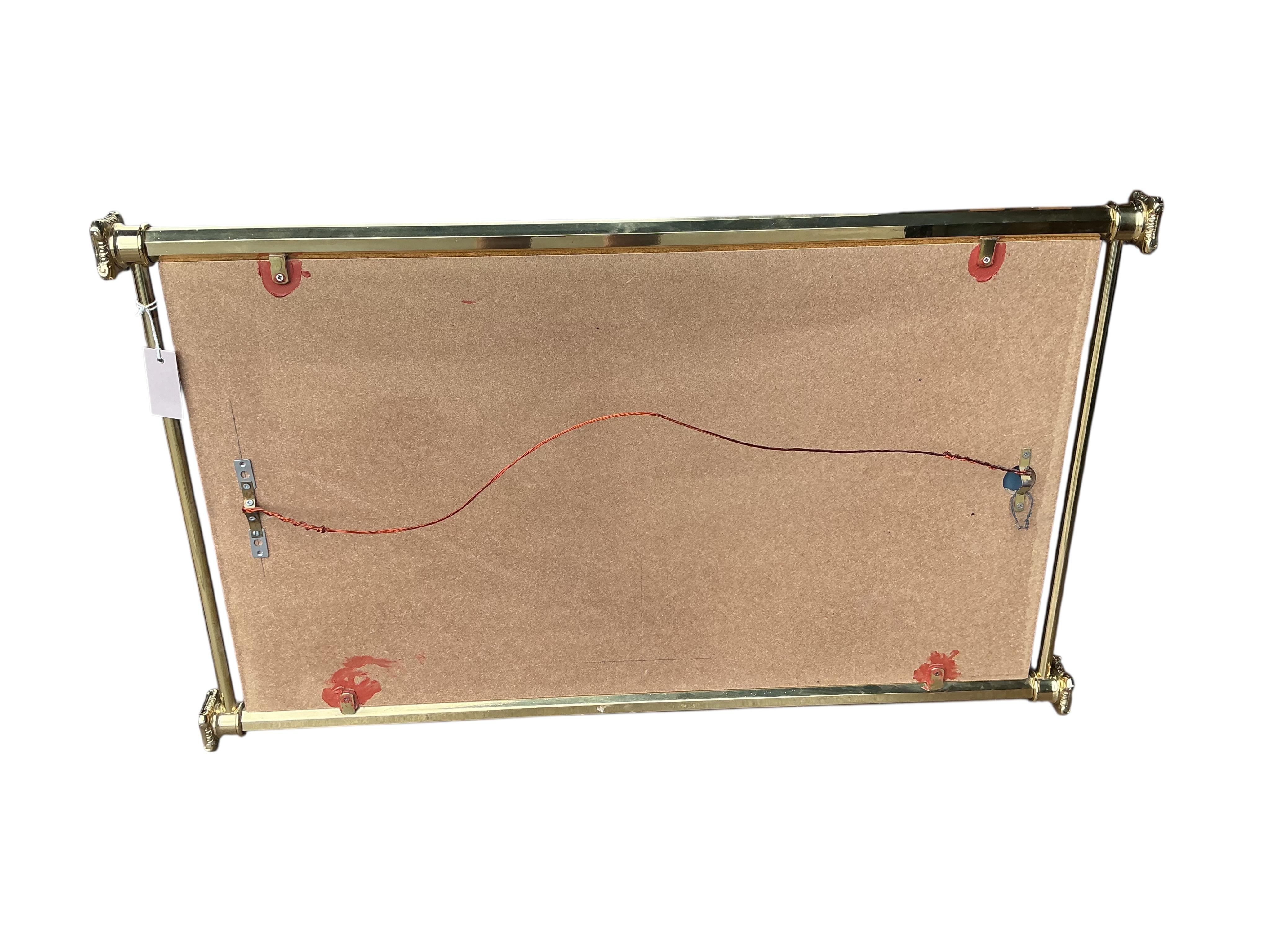 A modern brass framed rectangular wall mirror, width 100cm, height 60cm